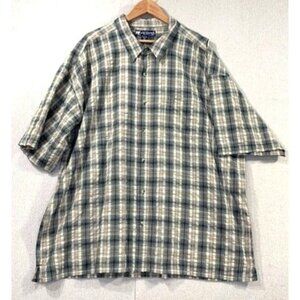 Big Dogs Men's Plaid Short-Sleeve Button-Down Shirt 4X Blue/Beige Cotton‎ Casual